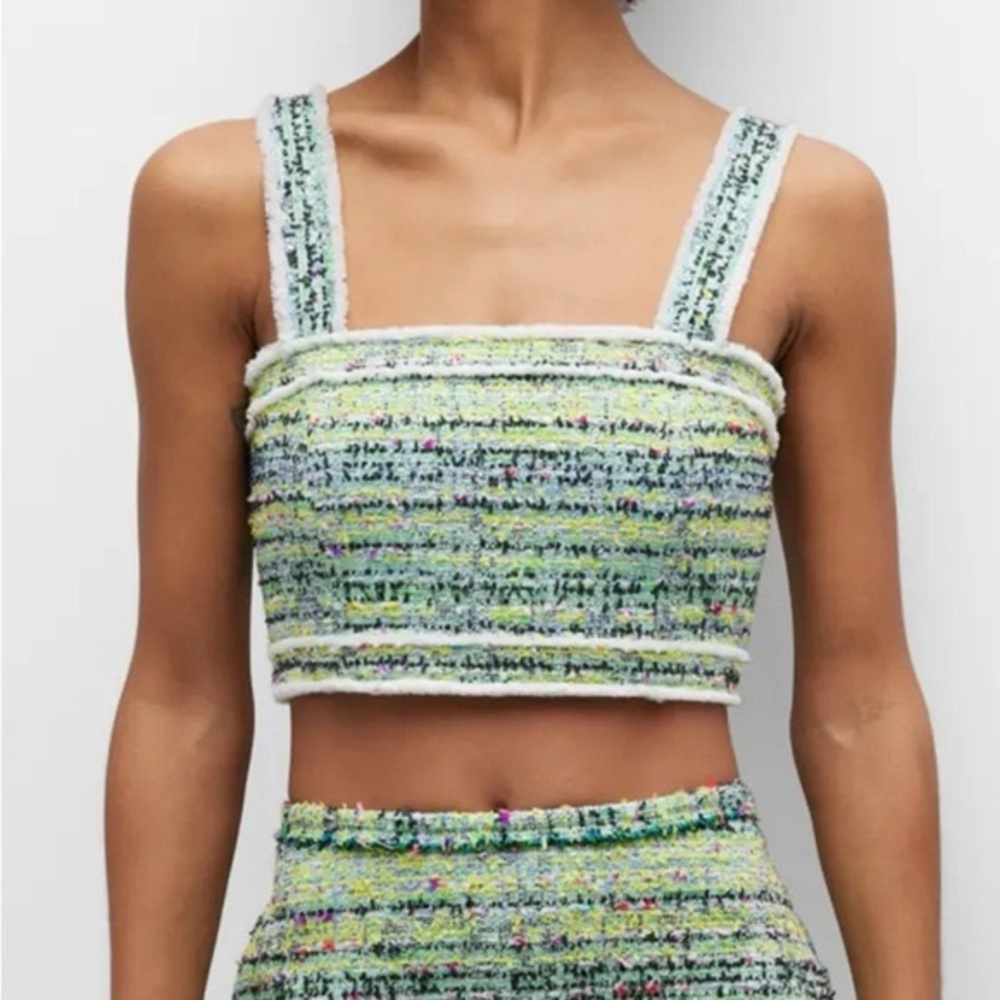 Le Superbe Tweed crop Top Zipper Back, Le Superbe Beach Tweed Crop Top